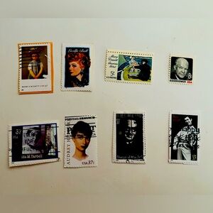 Vintage Famous People Stamp Collection Set